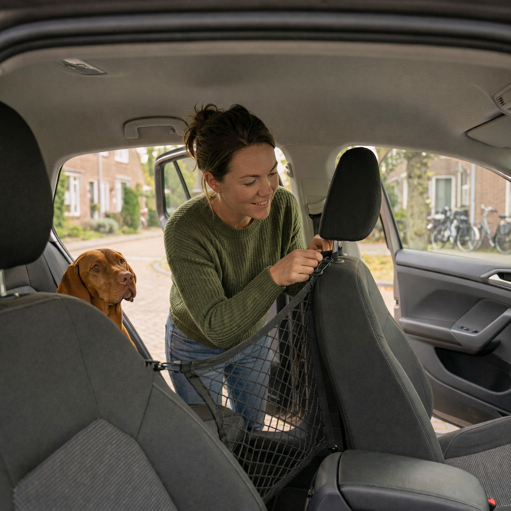 Pootr – AutoSafe Hondennet | “Voorkom dat je hond naar voren schiet bij een plotse rem”