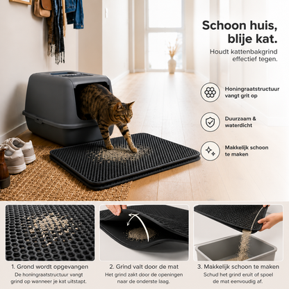 Pootr – CleanPaws Mat | Stop met elke dag stofzuigen rond de kattenbak.