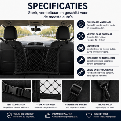 Pootr – AutoSafe Hondennet | “Voorkom dat je hond naar voren schiet bij een plotse rem”