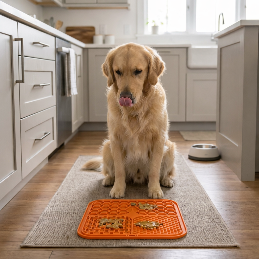 Rustgevende honden Likmat tegen Stress & Verveling.