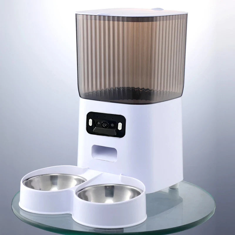 5L Smart automatische hond & kat voeder met Camera – Dubbele Voerbak met stem opname. Double bowl video