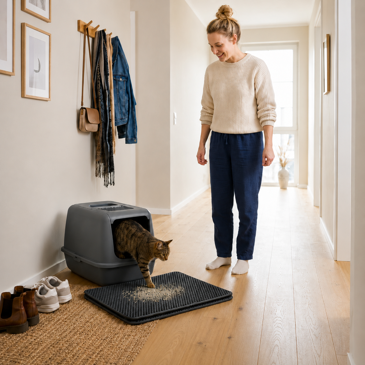 Pootr – CleanPaws Mat | Stop met elke dag stofzuigen rond de kattenbak.