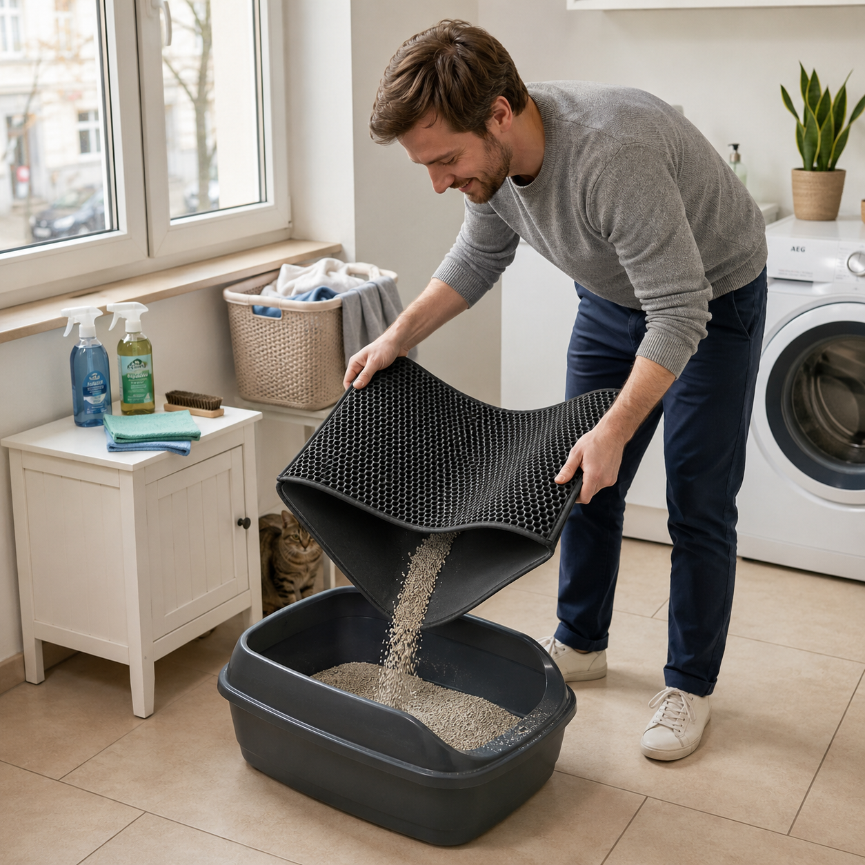 Pootr – CleanPaws Mat | Stop met elke dag stofzuigen rond de kattenbak.