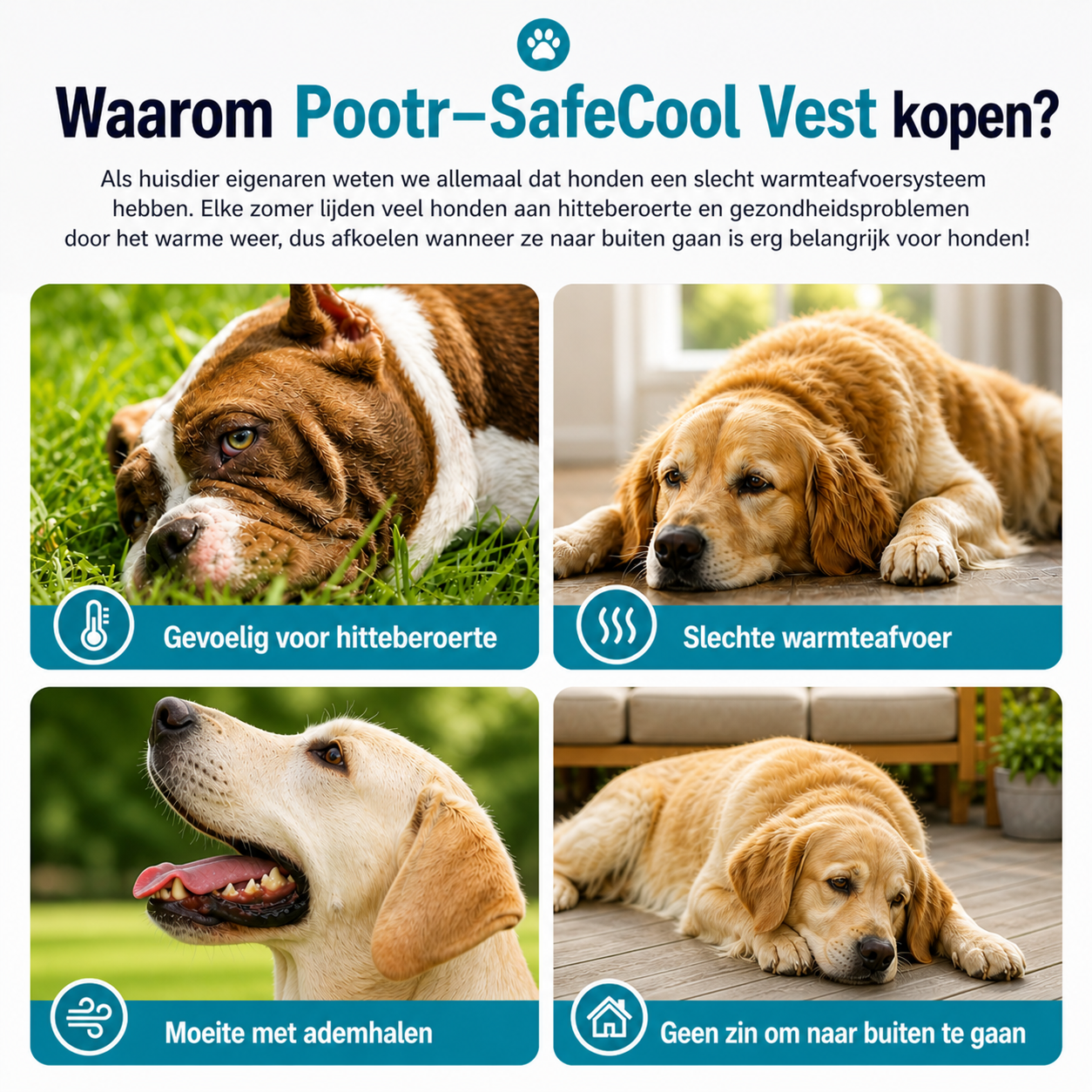 Pootr–SafeCool Vest | Voorkom oververhitting bij je hond tijdens warme dagen