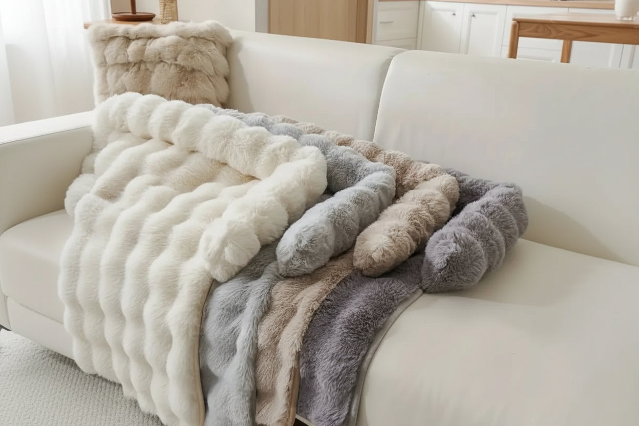 Thickened Warm Imitation Rabbit Fur Dog Bed Luxury Plush Pet Mattress with Pillow Scratch-Resistant Anti-Slip for